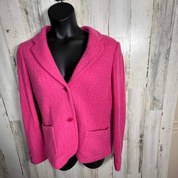 Talbots Cable Knit 100% Wool Blazer – Magenta Jacket XL – Classic – MSRP $229 - Picture 1 of 8